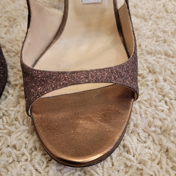 Jimmy Choo Bronze Paloma Lang 110 Glitter Sandals Size 10 - Picture 8 of 15